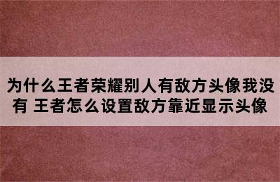 为什么王者荣耀别人有敌方头像我没有 王者怎么设置敌方靠近显示头像